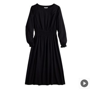 Women's Croft & Barrow Smocked Waist Midi Dress – Black | Winter-Ready Elegance